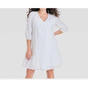 Isabel by Ingrid‎ + Isabel Maternity Dress Women's Medium White Eyelet Cotton